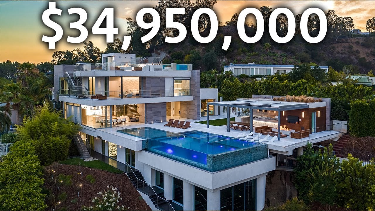 $34,950,000 Beverly Hills modern mansion with an Elevator Boutique home elevator