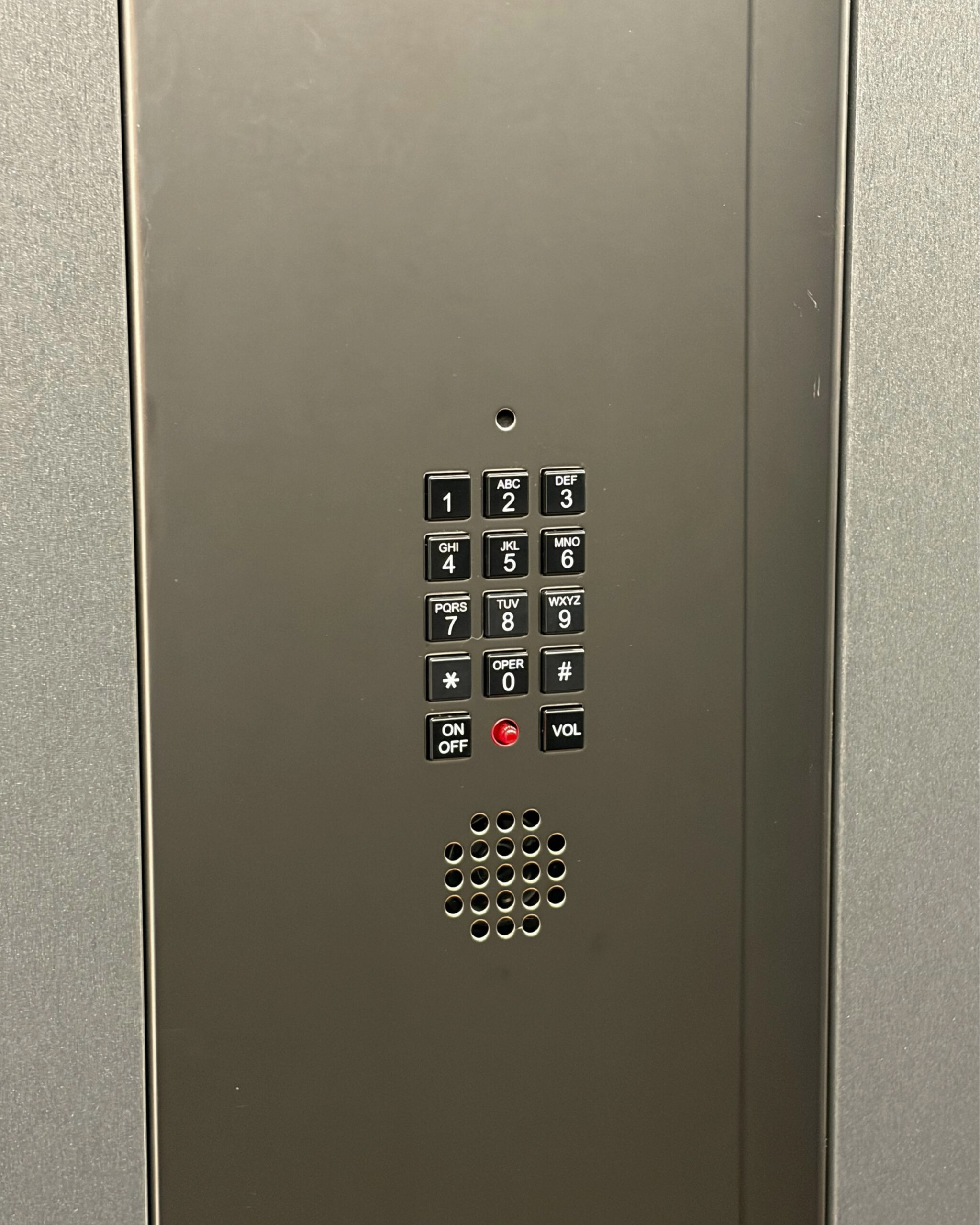 Elevator Boutique flush-mount emergency phone inside an elevator cabin